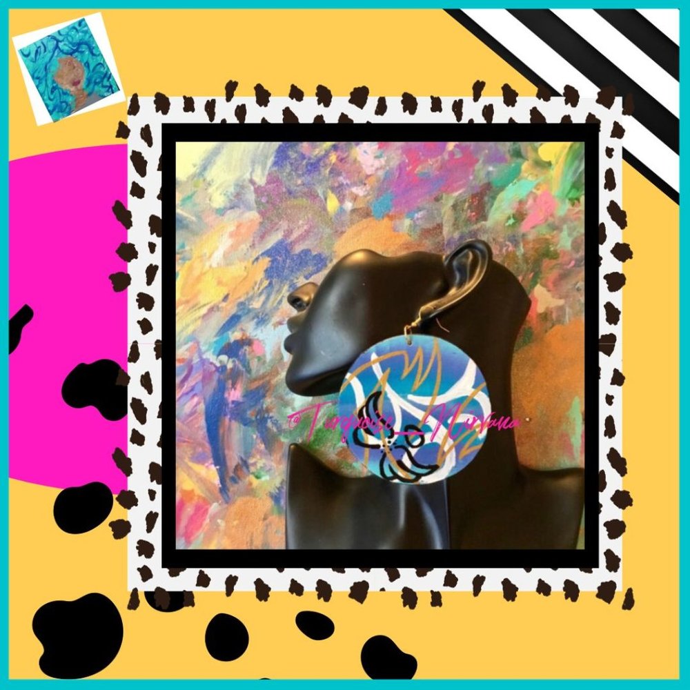 L-66: Angel Graffiti Large Round Earrings